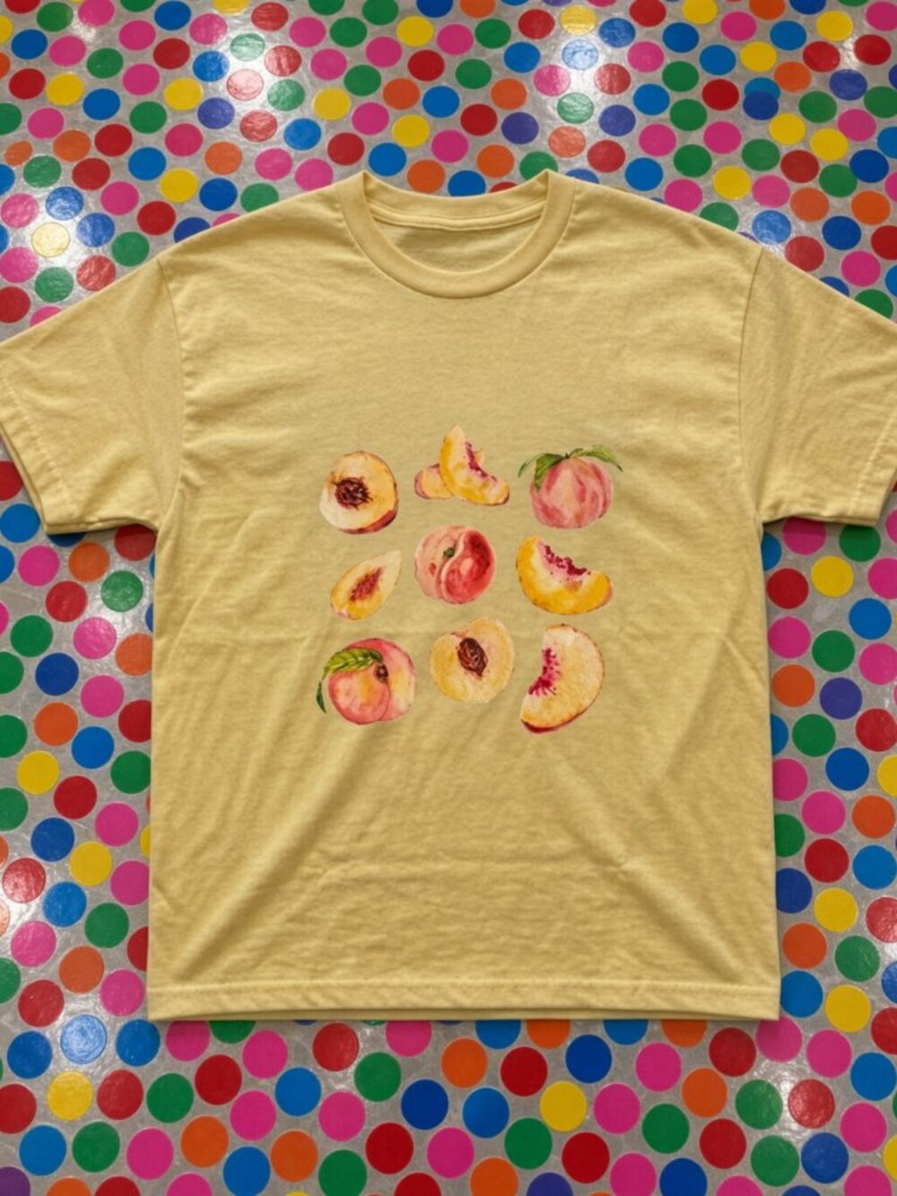 Sweet Peach Slices Botanical Fruit Graphic T-Shirt Gildan Heavy Cotton Tee